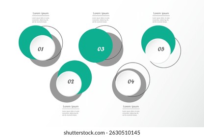 Creative infographic template with 5 steps, options, parts or processes. Presentation of teamwork or business processes.