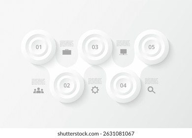 Creative infographic template with 5 steps, options, parts or processes. Presentation of teamwork or business processes.