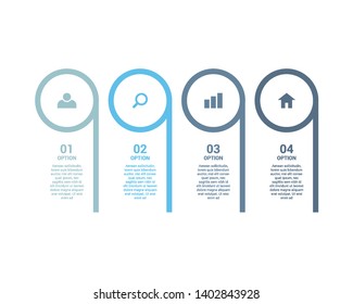 Creative Infographic Template for Business with 4 steps, icons for 4 options, multi-color, labels. Business progress concept with options, parts, steps, processes. EPS10