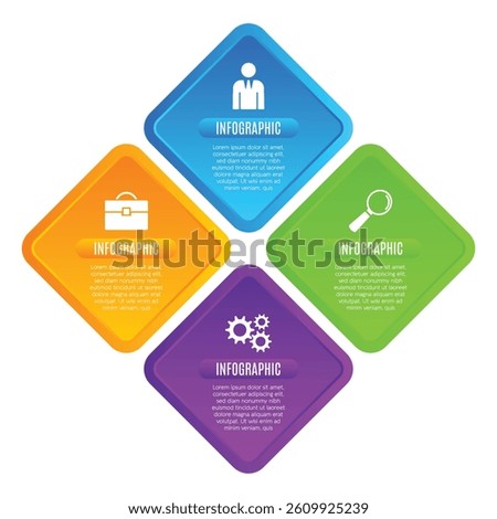 Creative infographic template designed 4 step presentation chart list
