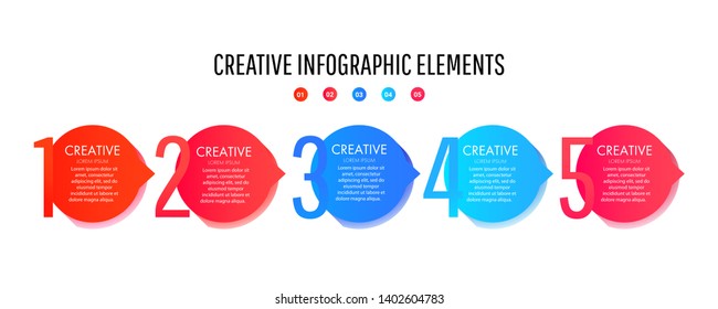 Creative infographic template with gradient square forms with elements, numbering of elements, can be used when presenting business processes, works, top strategies
