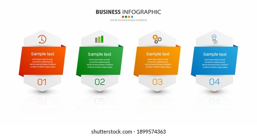 Plantilla de infografía creativa con iconos y 4 opciones o pasos para el negocio