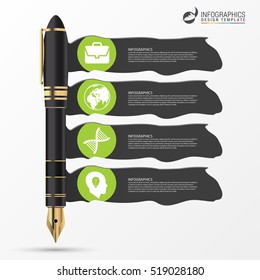 Creative infographic template with pen. Vector illustration