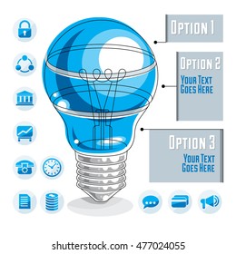 Creative infographics concept, layered light bulb idea, vector illustration.
