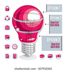Creative infographics concept, layered light bulb idea, vector illustration.