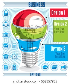 Creative infographics concept, layered light bulb idea, vector illustration.