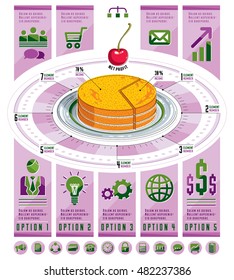 Creative infographics concept, piece of pie idea,vector illustration.