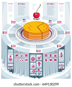 Creative infographics concept, piece of pie idea,vector illustration.