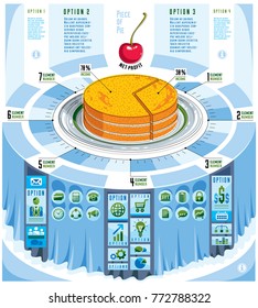 Creative infographics concept, piece of pie idea,vector illustration.