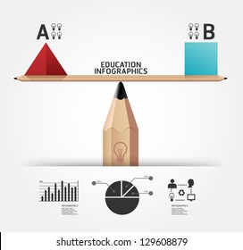 Creative infographics education pencil concept vector illustration