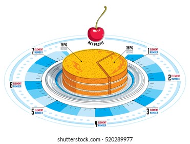 Creative infographics elements, piece of pie idea, vector illustration.