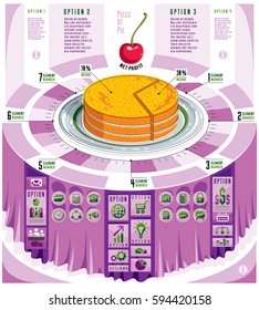 Creative infographics elements, piece of pie idea, vector illustration.