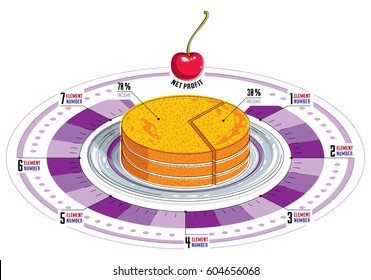 Creative infographics elements, piece of pie idea, vector illustration.