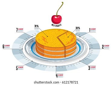 Creative infographics elements, piece of pie idea, vector illustration.