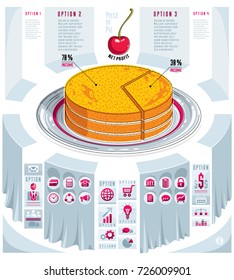 Creative infographics elements, piece of pie idea, vector illustration.