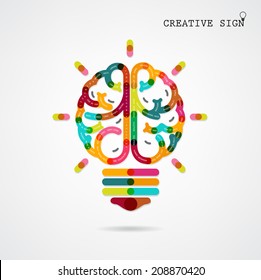 Creative infographics left and right brain function ideas on background,design for poster,flyer,cover, brochure,diagram or presentation template,education concept ,business idea.Vector illustration