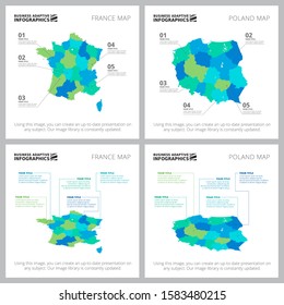 Creative infographics set for statistical report, presentation slide template, web design, business project. Statistics and geography concept. Country, map, area charts
