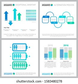Creative infographics set for web design, statistical report, presentation slide template. Human resource, research, population concept. Bar, percentage, process, comparison charts