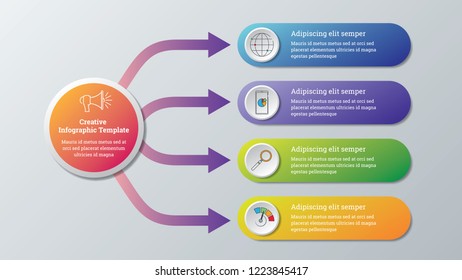 Creative infographics template, business data visualization. Process chart. Abstract elements of graph, diagram with steps, options, parts or processes. Vector business template for presentation.