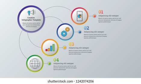 Creative infographics template, business data visualization. Process chart. Abstract elements of graph, diagram with steps, options, parts or processes. Vector business template for presentation.
