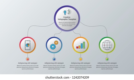 Creative infographics template, business data visualization. Process chart. Abstract elements of graph, diagram with steps, options, parts or processes. Vector business template for presentation.