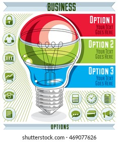 Creative infographics template, layered light bulb idea, vector illustration.