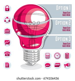 Creative infographics template, layered light bulb idea, vector illustration.