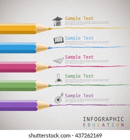 Creative infographics template over paper with pencil.