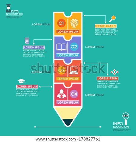 creative infographics template pencil puzzle education stock vector