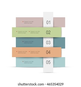 Creative infographics web design template with colored banners. Paper numbered design elements. Vector set