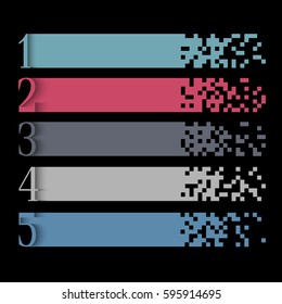 Creative infographics web design template with pixel banners. Paper numbered design elements. Vector set