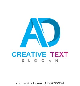 Creative initial AD logo. Abstract business design template