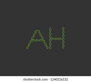Creative Initial AH Letter Twisted Leaf Logotype