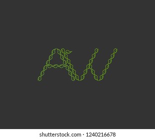 Creative Initial AW Letter Twisted Leaf Logotype