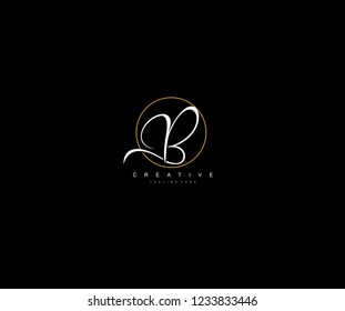 Creative Initial B Letter Gold Line Manual Elegant Minimalist Signature Logo