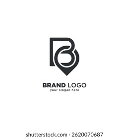 Creative Initial B Letter with Location Mark - Logo Design Concept.