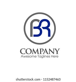 creative initial b and r with circle lines vector logo concept