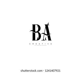 Creative Initial BA Letter Organic Plant Stylish Monogram Logotype