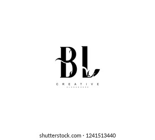 Creative Initial BL Letter Organic Plant Stylish Monogram Logotype