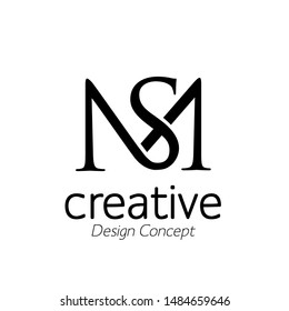 creative initial connected letters ms logo monogram style