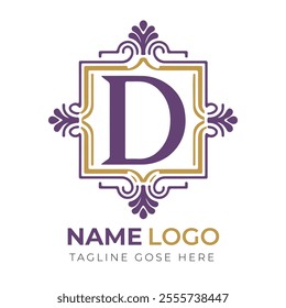 creative initial D latter logo design with luxury D design, modern business vector template. creative D monogram latter design with golden color