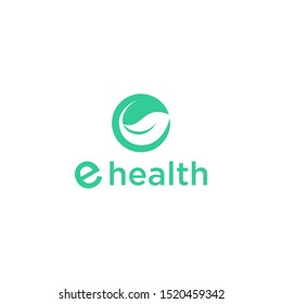 creative initial e letter with green leaf concept logo design