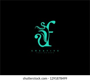 creative initial F letter luxury modern flourishes ornament logo