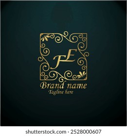 CREATIVE INITIAL FE LATTER LOGO DESIGN  WITH MODREN BUSINESS VECTOR , CREATIVE NEW  FE  MONOGRAM LATTER LOGO WITH GOLDEN CLOR