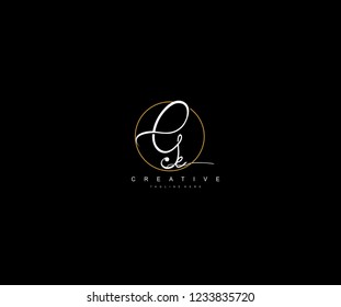 Creative Initial Ge Letter Gold Line Manual Elegant Minimalist Signature Logo