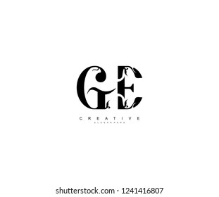 Creative Initial GE Letter Organic Plant Stylish Monogram Logotype