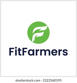 Letra verde inicial creativa F con el logo de la hoja. Elementos de plantilla de diseño de vectores para identidad corporativa, empresa empresarial, aplicación ecológica, carteles o tarjeta. Las hojas abstractas están aisladas en blanco.