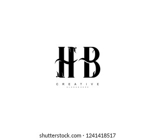 Creative Initial HB Letter Organic Plant Stylish Monogram Logotype