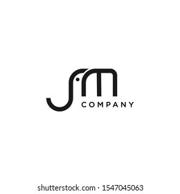 creative initial JM letter vector with elephant line concept illustration