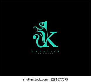 creative initial K letter luxury modern flourishes ornament logo